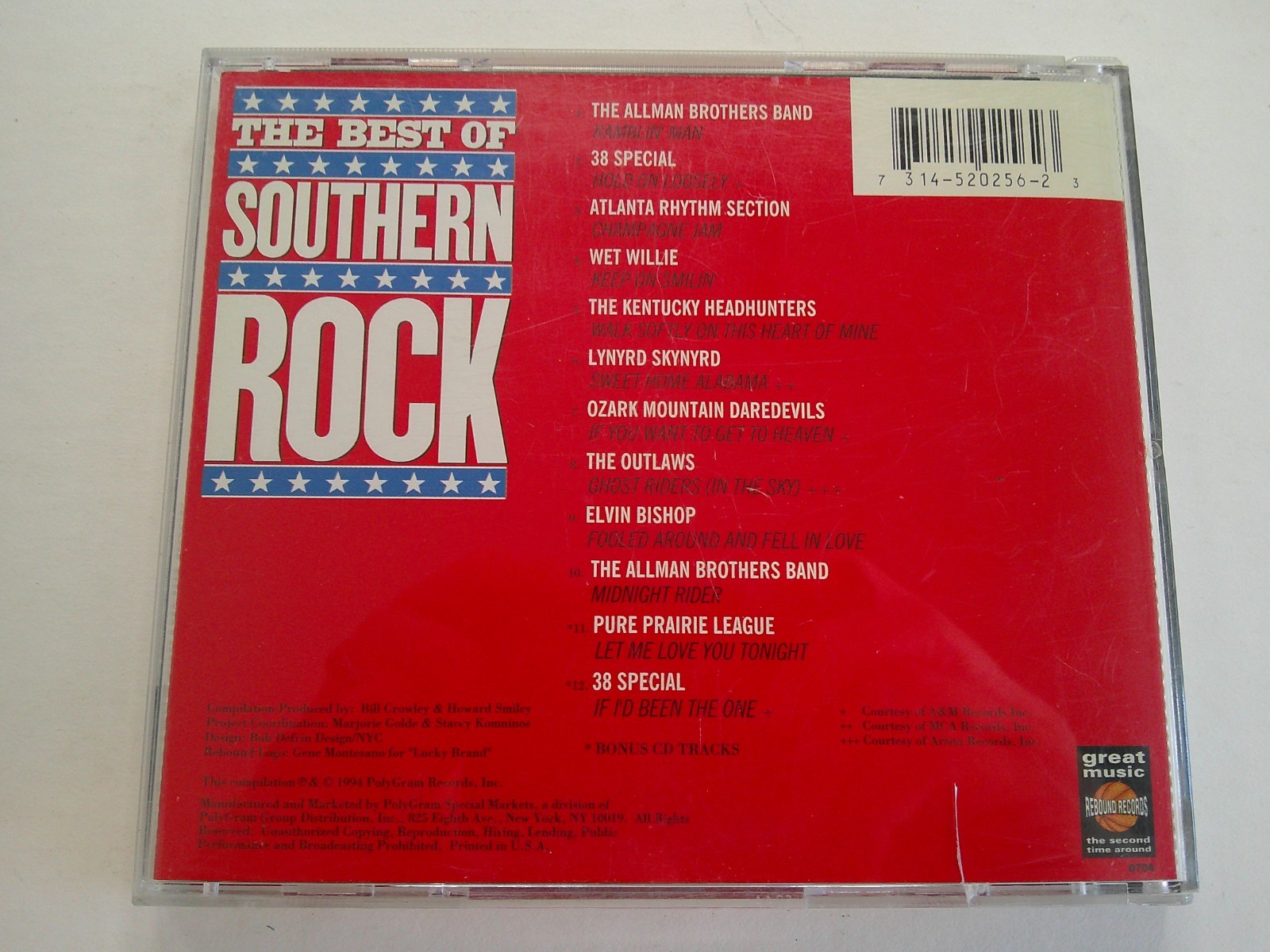 The Best Of Southern Rock Compilation CD (1994 Rebound Records) Great Condition