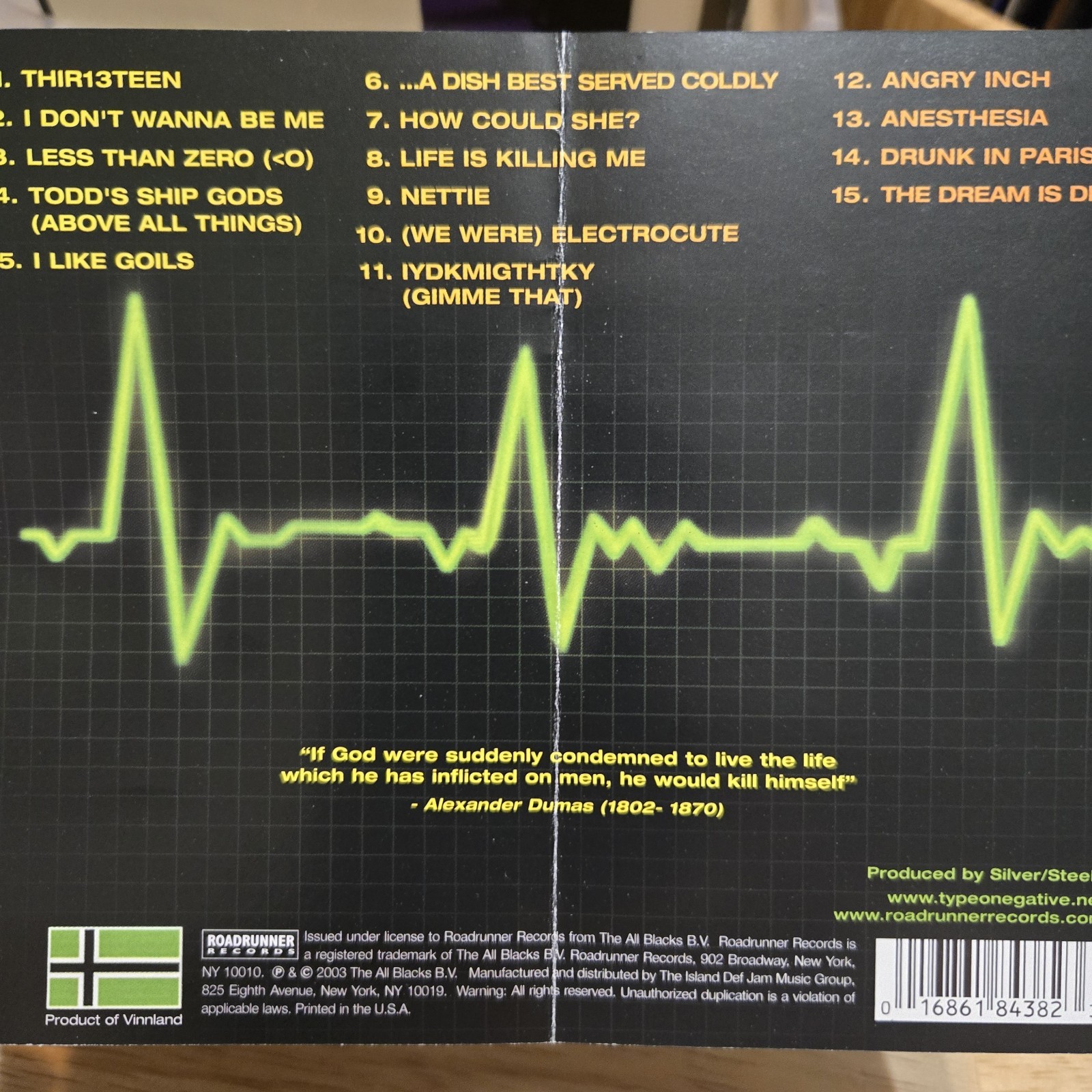 Life Is Killing Me - Audio CD By TYPE O NEGATIVE - No Jewelcase Vintage Gothic