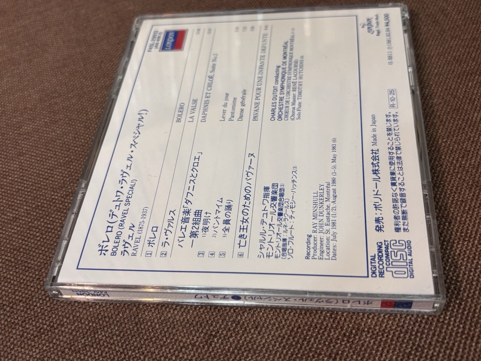 C. DUTOIT Ravel Bolero Special JAPAN 24k GOLD CD F45L-29513 w/ OBI + SLIPCASE