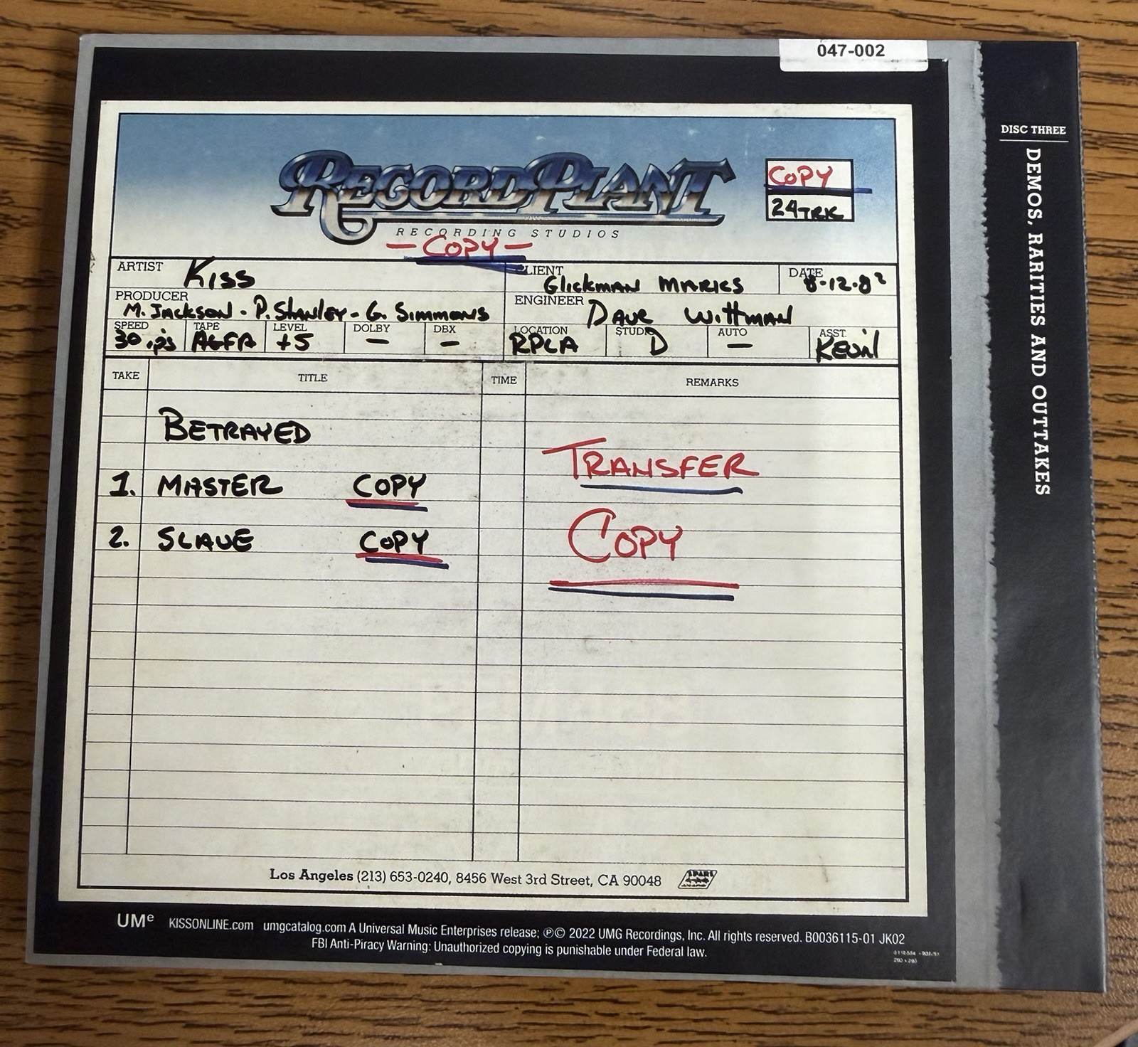 KISS "Creatures - Demos, Rarities & Outtakes" Double CD COTN Deluxe boxset