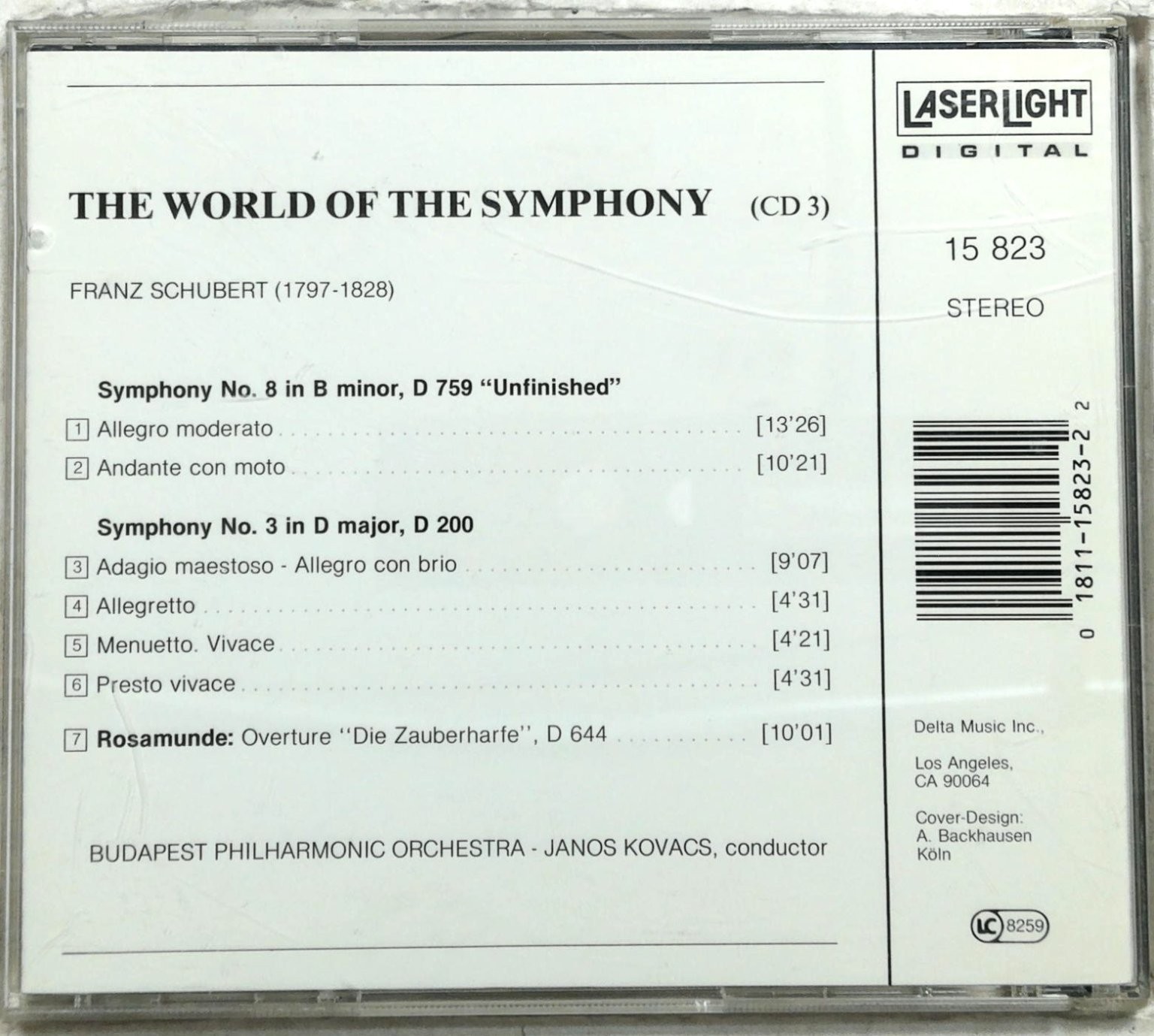 Schubert Symphony No. 8 Unfinished CD 56min Budapest Philharmonic