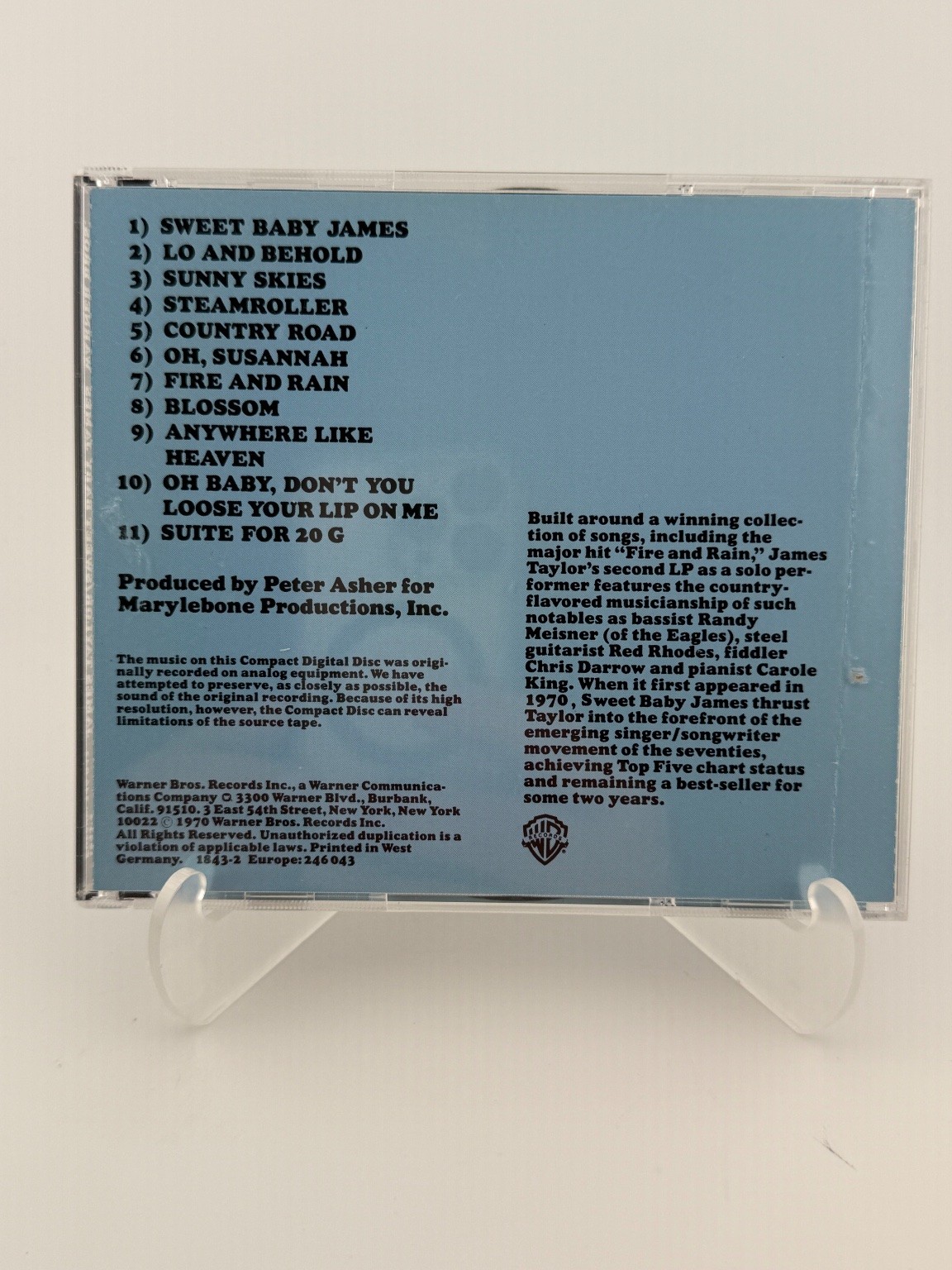 James Taylor – Sweet Baby James CD 1970 Folk Rock Warner Bros. West Germany