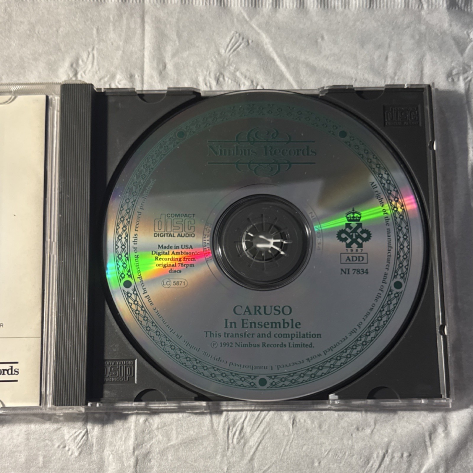 Nimbus Records Caruso In Ensemble CD Album Jewel Case Standard Multicolor