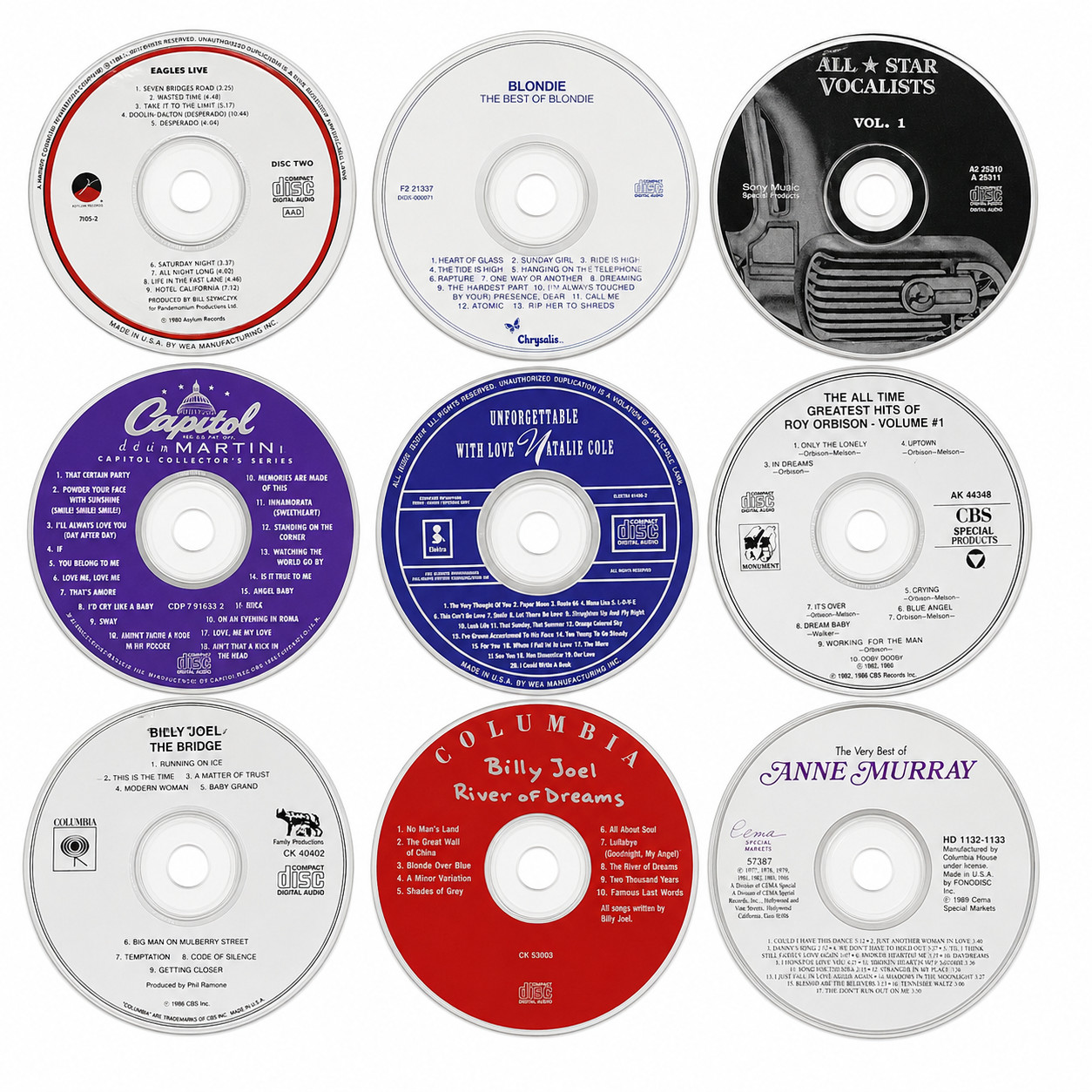 (9) CD Lot! Eagles Blondie Billy Joel Roy Orbison Dean Martin Anne Murray +++