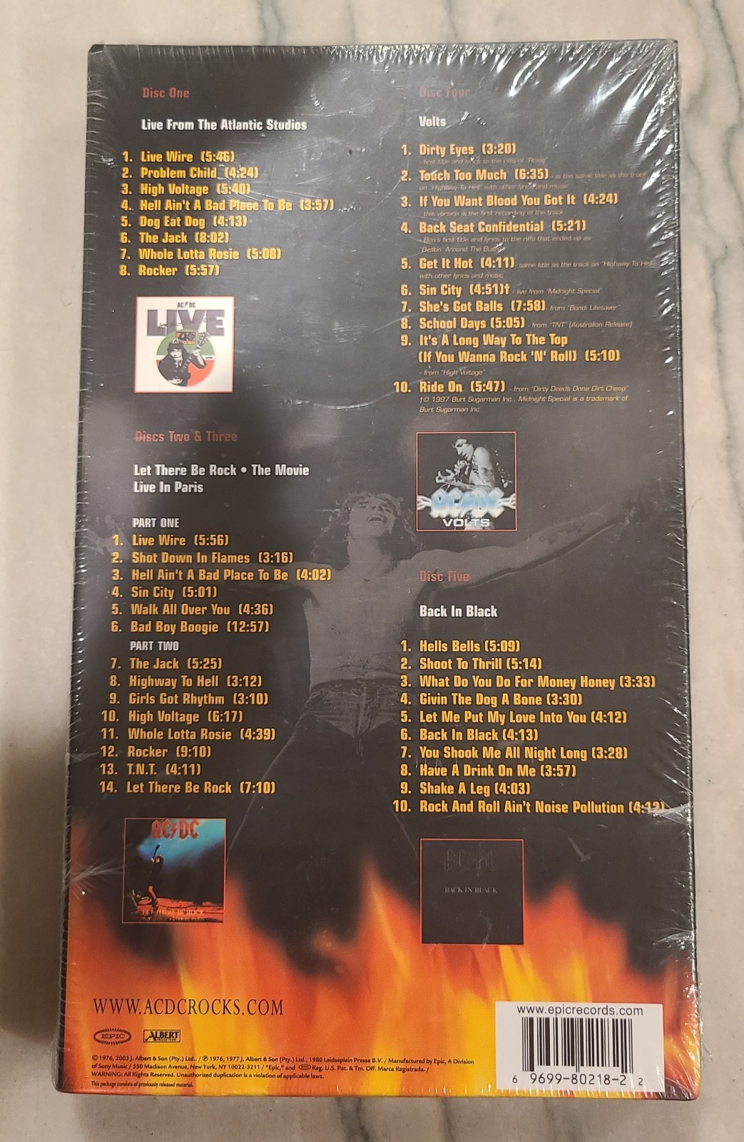 AC/DC-Bonfire CD Box Set 4-Disc 1997 w/Booklet Poster Sticker Back In Black