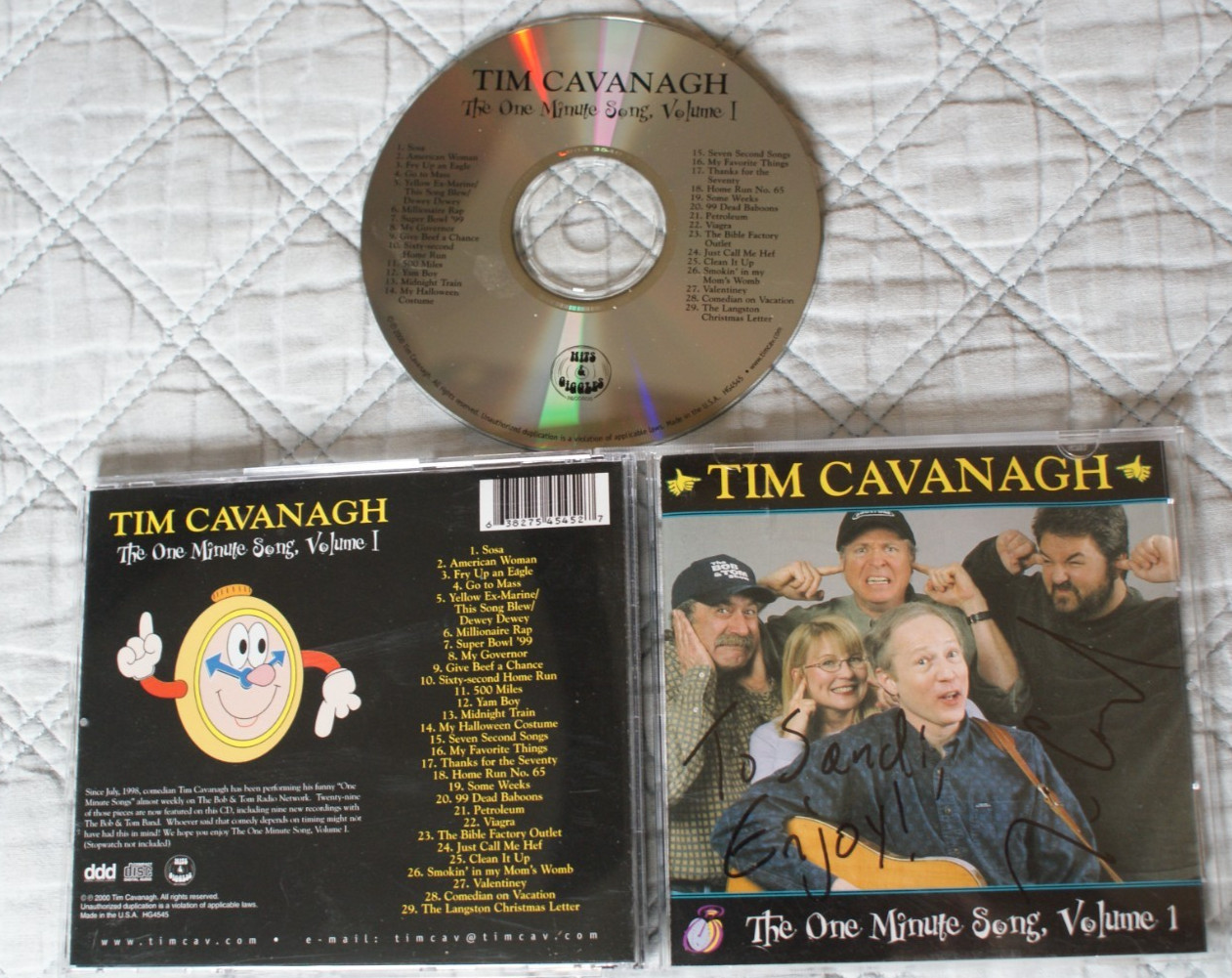 Tim Cavanagh The One Minute Song Volume 1 CD signed autographed RARE comedy