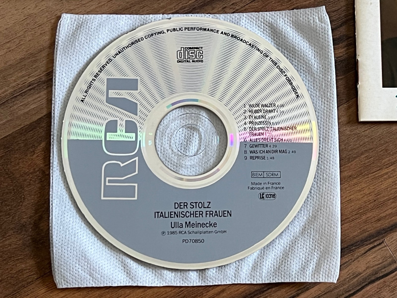 ULLA MEINECKE Der Stolz Italienischer Frauen OOP 1985 FRANCE MPO CD album