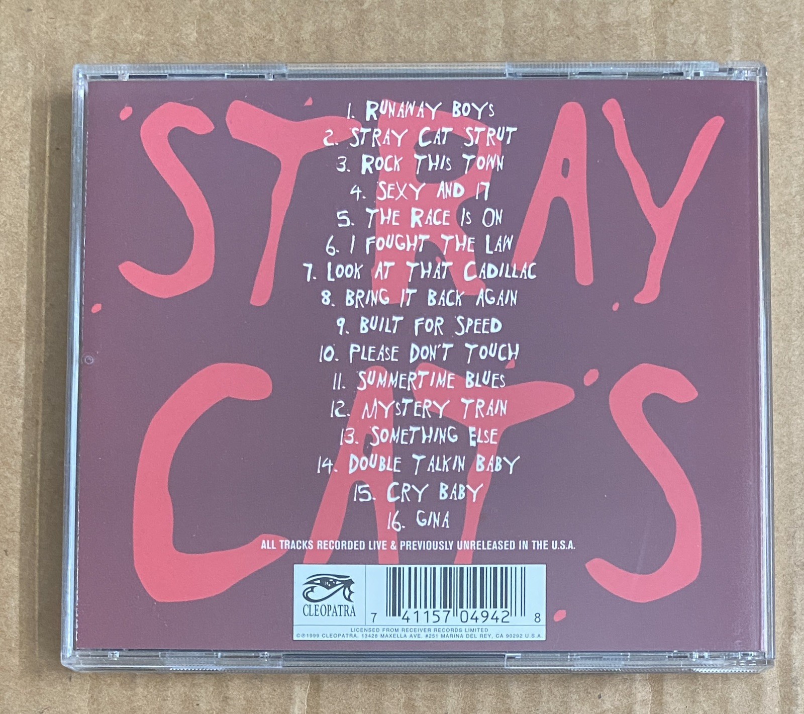 Stray Cats Live Collectors Gold Limited Edition CD Gold Disc CLP 0494-2 Mint