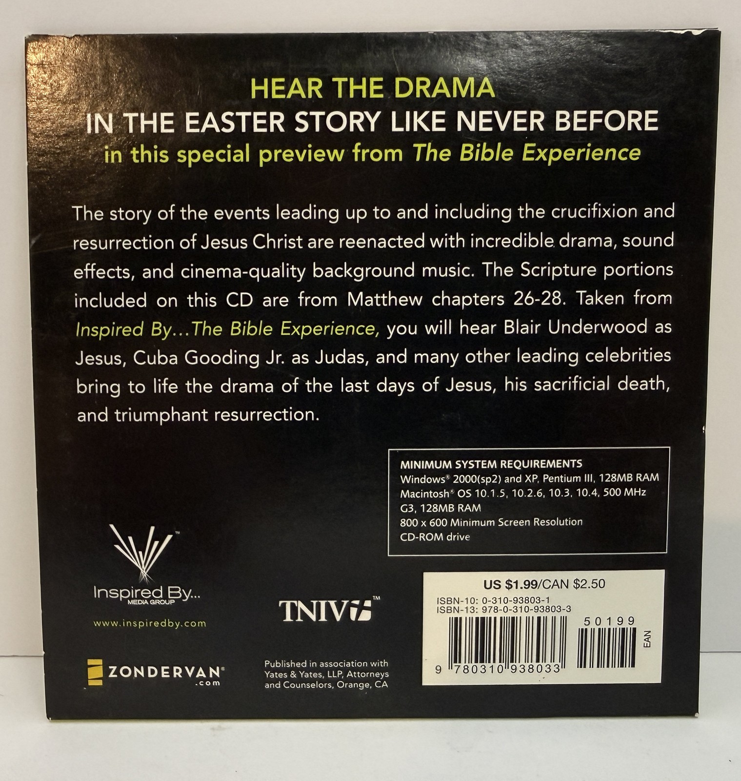 Bassett/Underwood – The Bible Experience: Easter Story (CD) Gospel • Tested • VG
