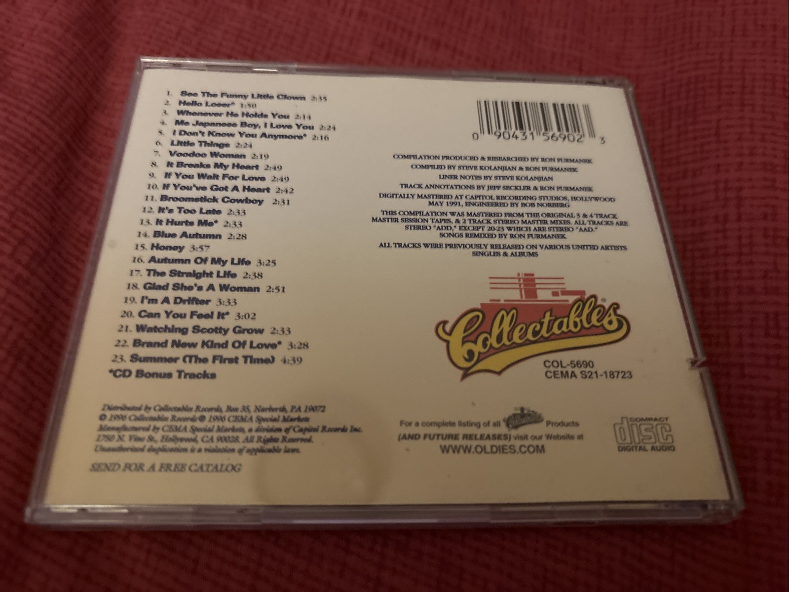 Best of by Bobby Goldsboro (CD, 1996, Collectables) Classic Pop Soft Rock
