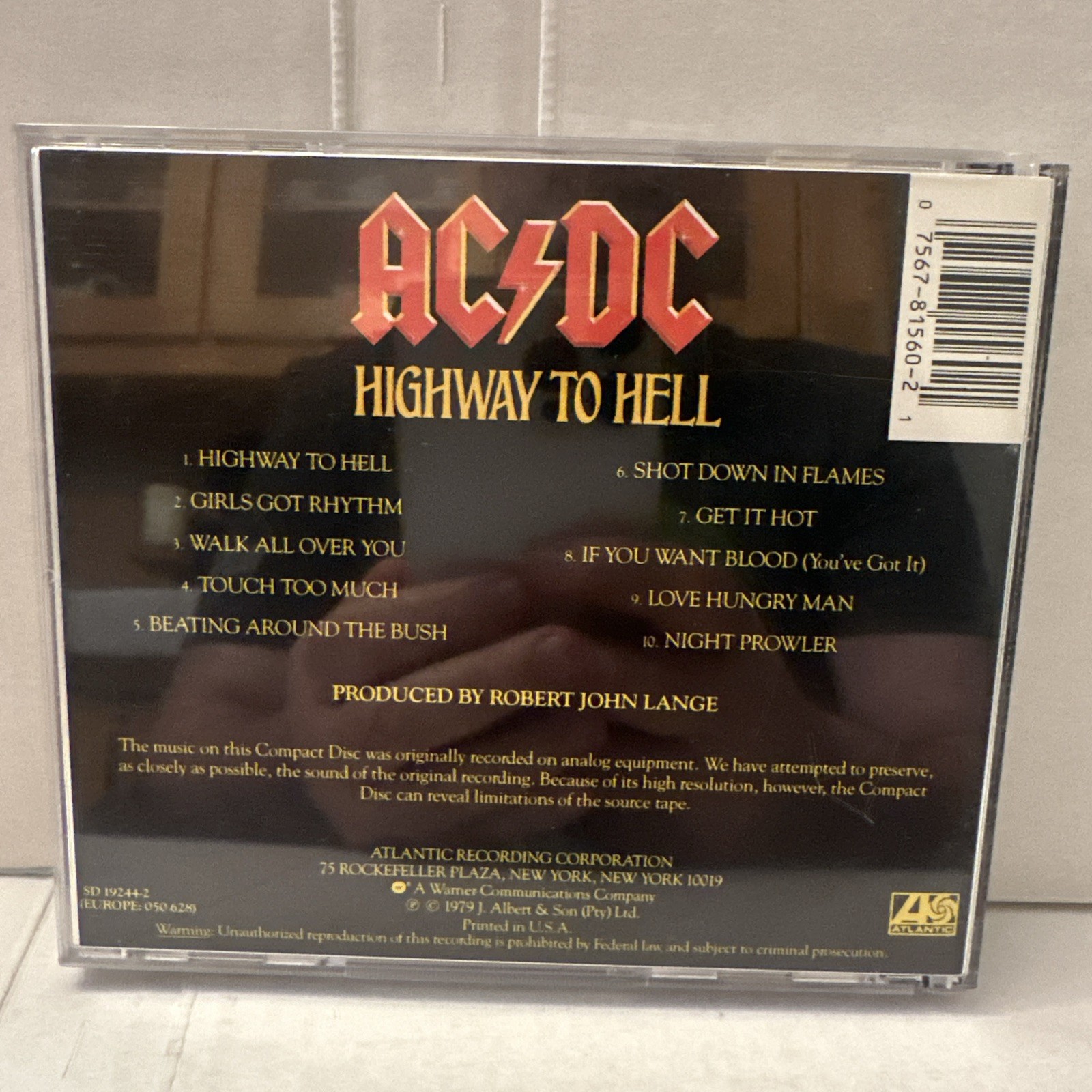 AC/DC Highway to Hell 1979 Atlantic Records 19244-2 CD Hard Rock 1970s 1980s