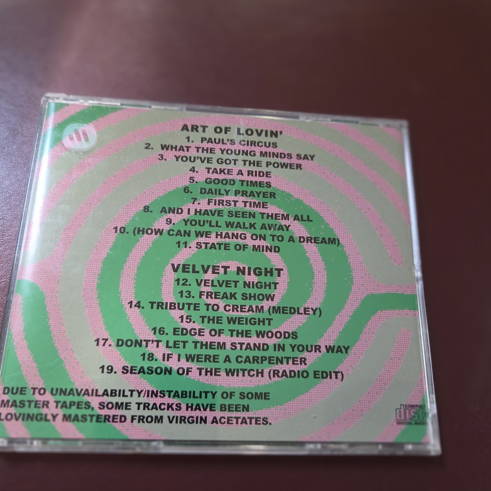 2on1 CD: ART OF LOVIN and VELVET NIGHT pop, folk, psych rock