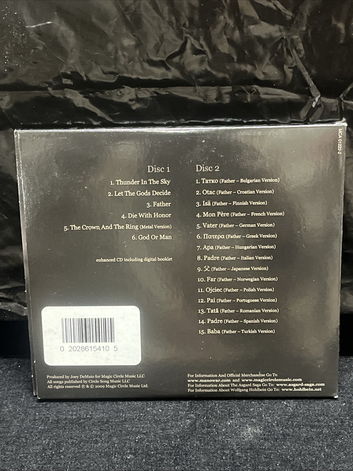 Manowar Thunder In The Sky With Plastic Wanowar Bad 2 Disc Set