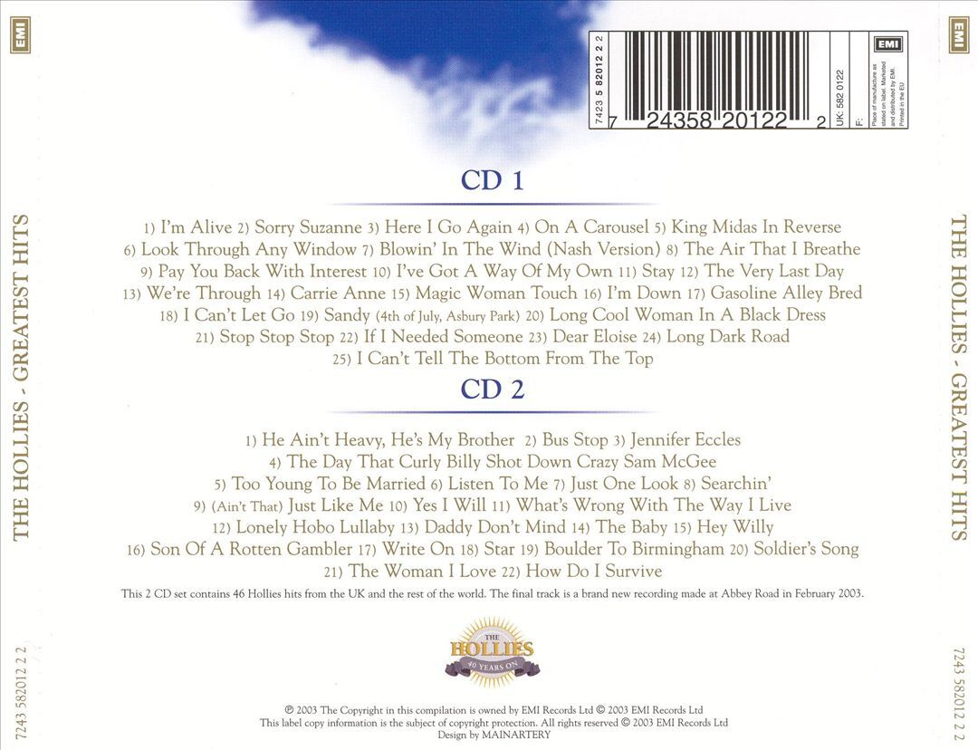 THE HOLLIES - GREATEST HITS NEW CD