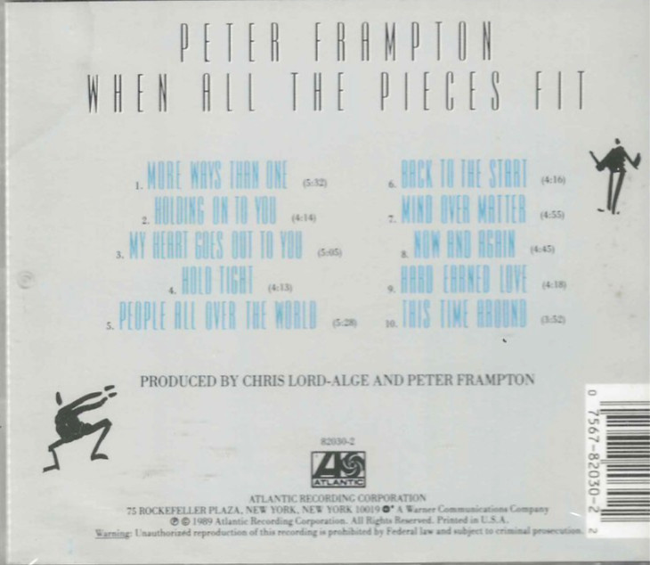 Peter Frampton, When All the Pieces Fit, New CD, 10 Tracks, 1989 Atlantic