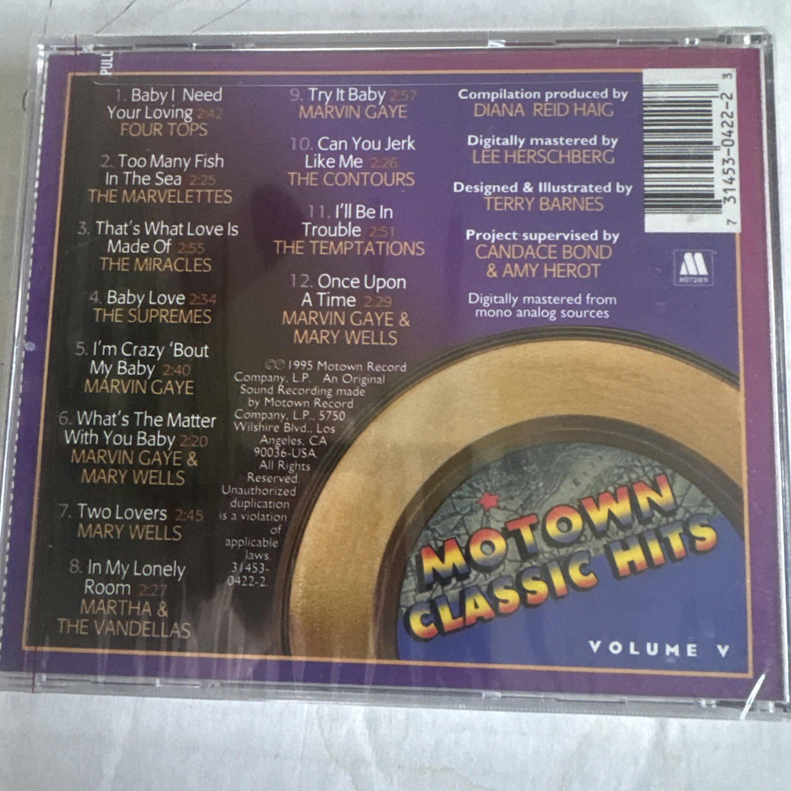 MOTOWN CLASSIC HITS -'VOLUME V' DIGITALLY REMASTERED; SEALED CD! 12 RARE