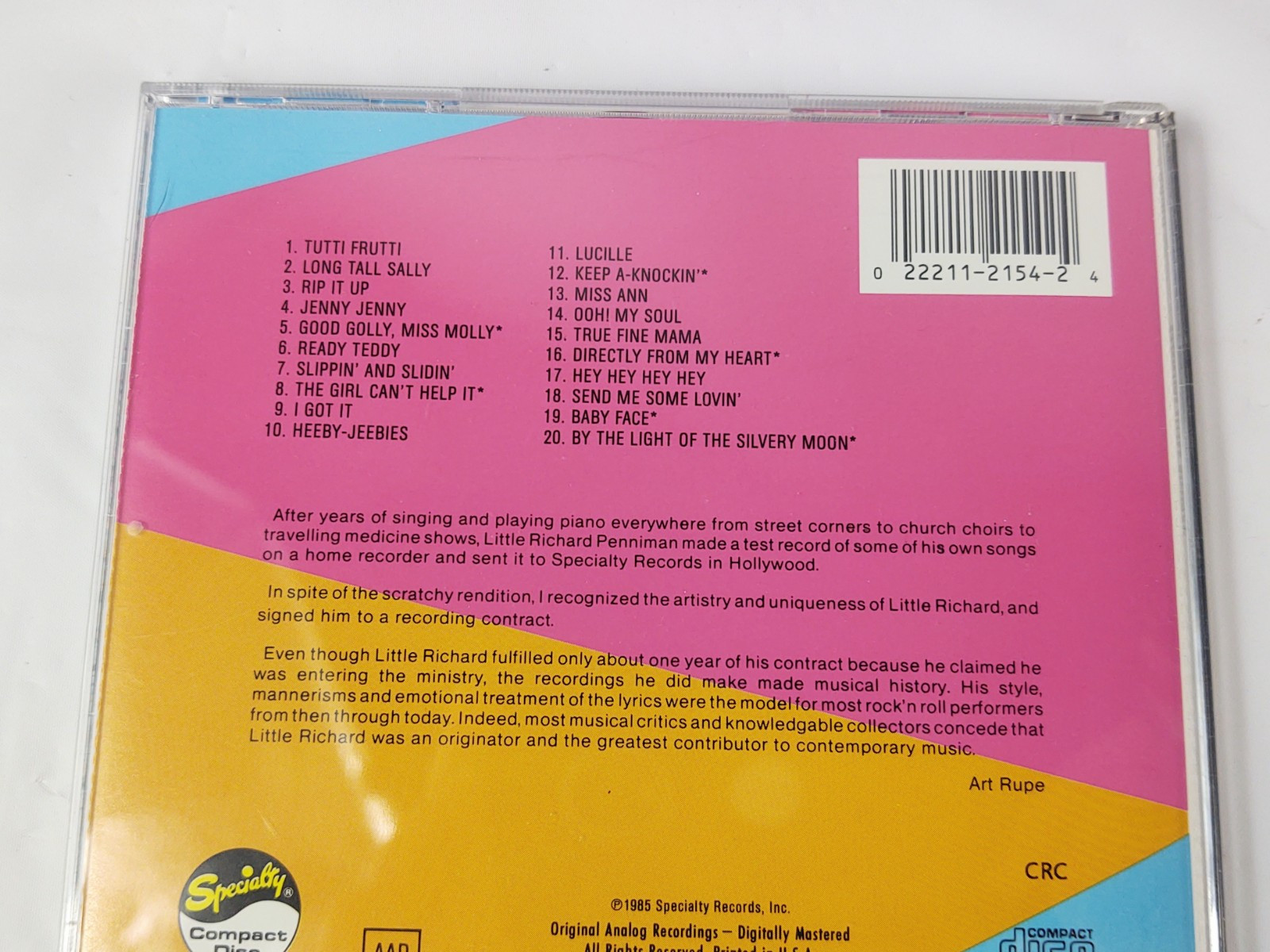 The Essential Little Richard CD 1985 Specialty Records USA Vintage Rock And Roll
