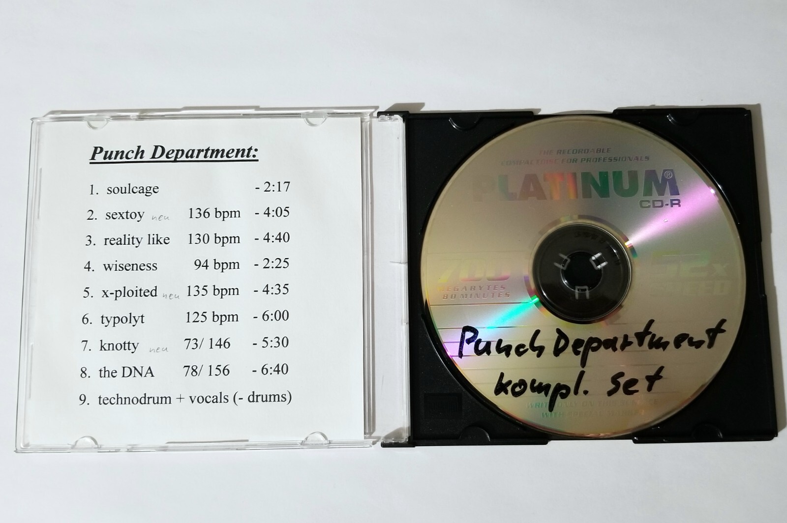 PUNCH DEPARTMENT DEMO ELECTRONIC CD 43Min INDIE PRIVATE PROMO EDM DJ ELECTRO lp