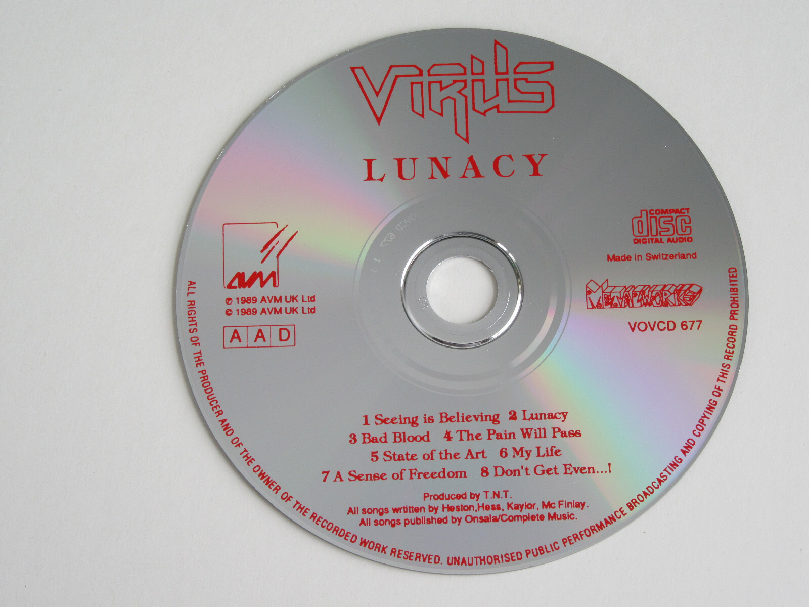 VIRUS Lunacy CD 1989 MEGA RARE OOP THRASH ORIGINAL 1st PRESSING on METALWORKS!!!
