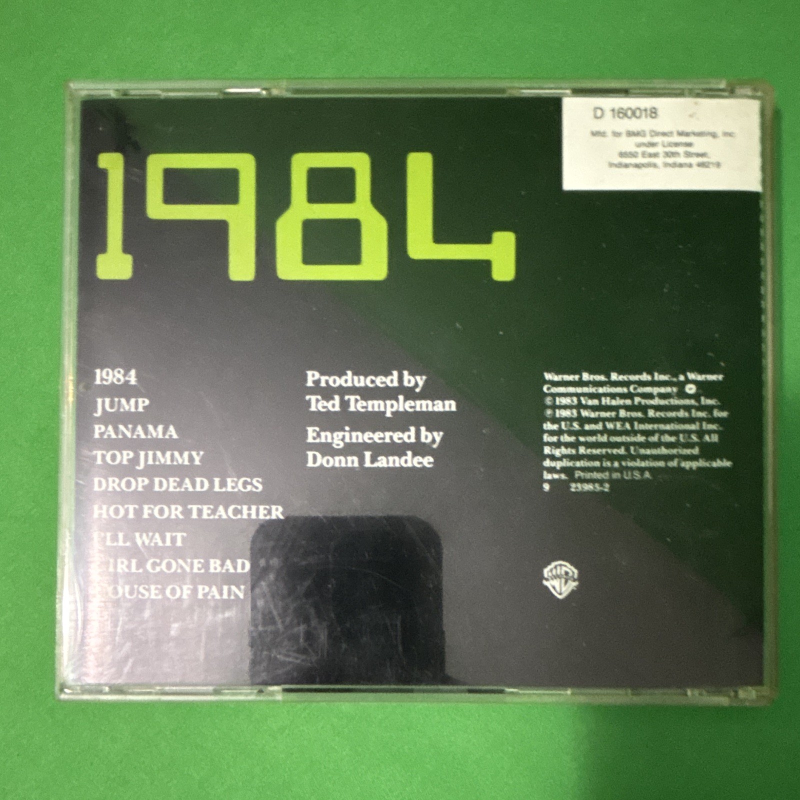 Van Halen 1984 Rock Album CD 1984 Warner Bros Jewel Case Standard D 160018