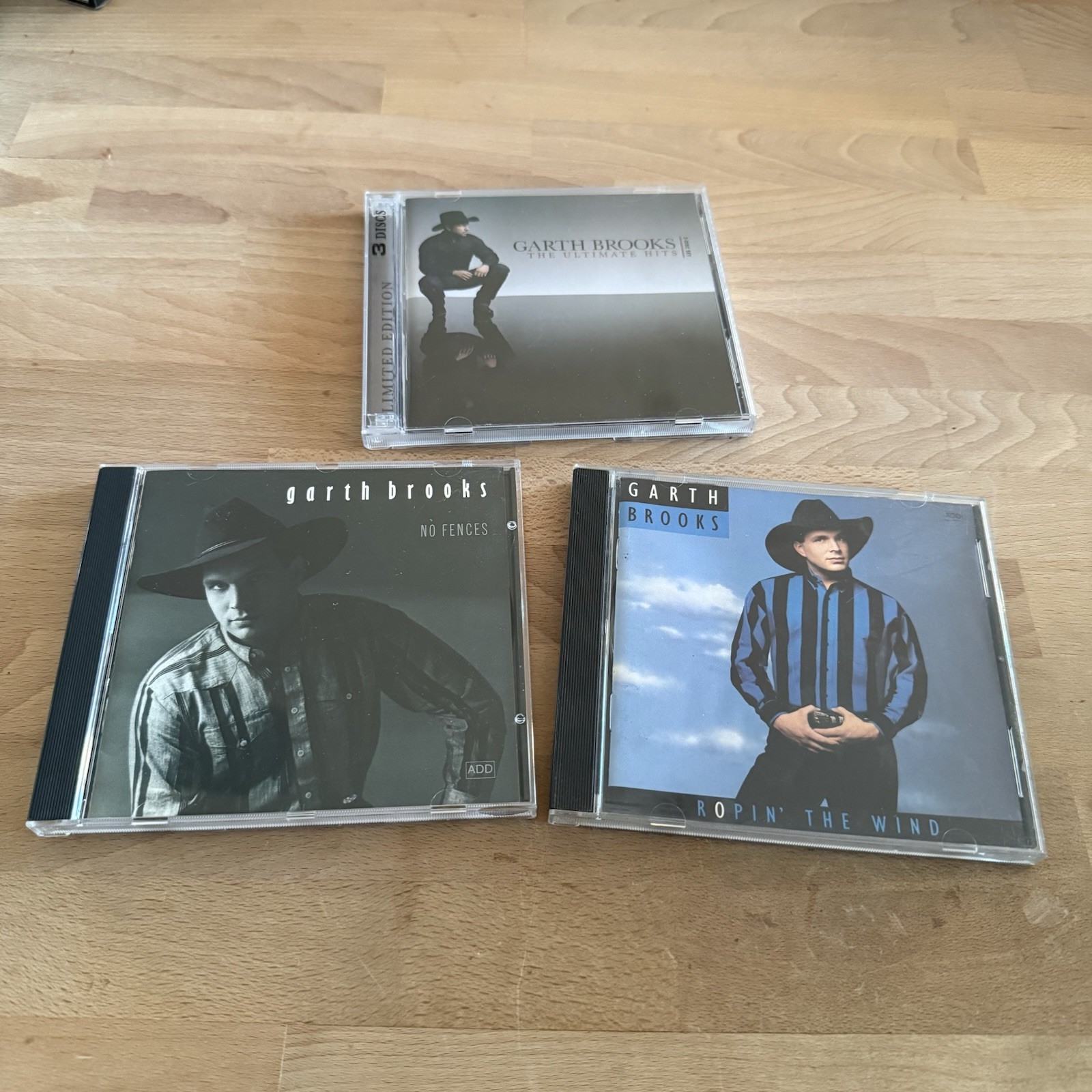 Garth Brooks 3 CD Lot The Ultimate Hits No Fences Ropin' the Wind