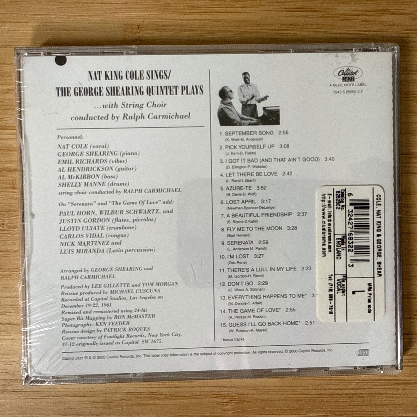 Nat King Cole Sings/The George Shearing Plays Capital Records 2000 CD New Sealed