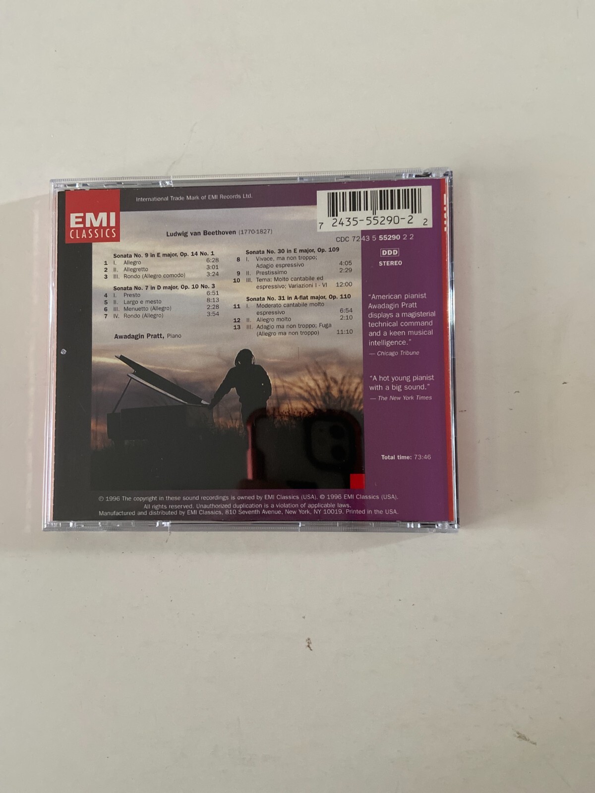 Awadagin Pratt Beethoven Piano Sonatas No 7 9 30 & 31 1996 EMI Music CD Signed