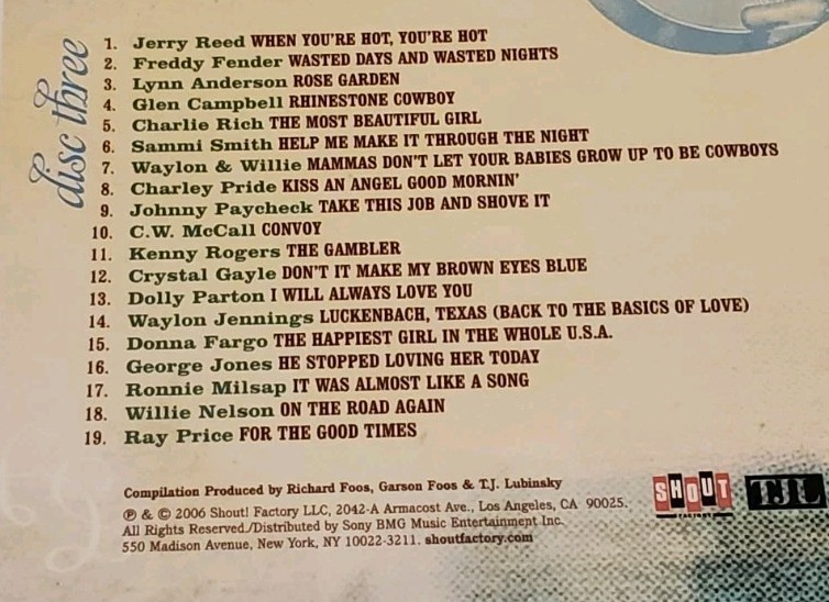 Legends of Country Classic Hits of The 50s 60s And 70s 3 CD Box Set