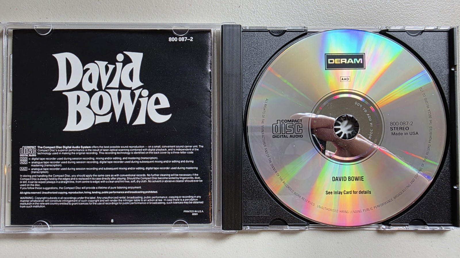 DAVID BOWIE David Bowie 1967 DEBUT Self Titled CD 1988 Release DERAM 800 087-2