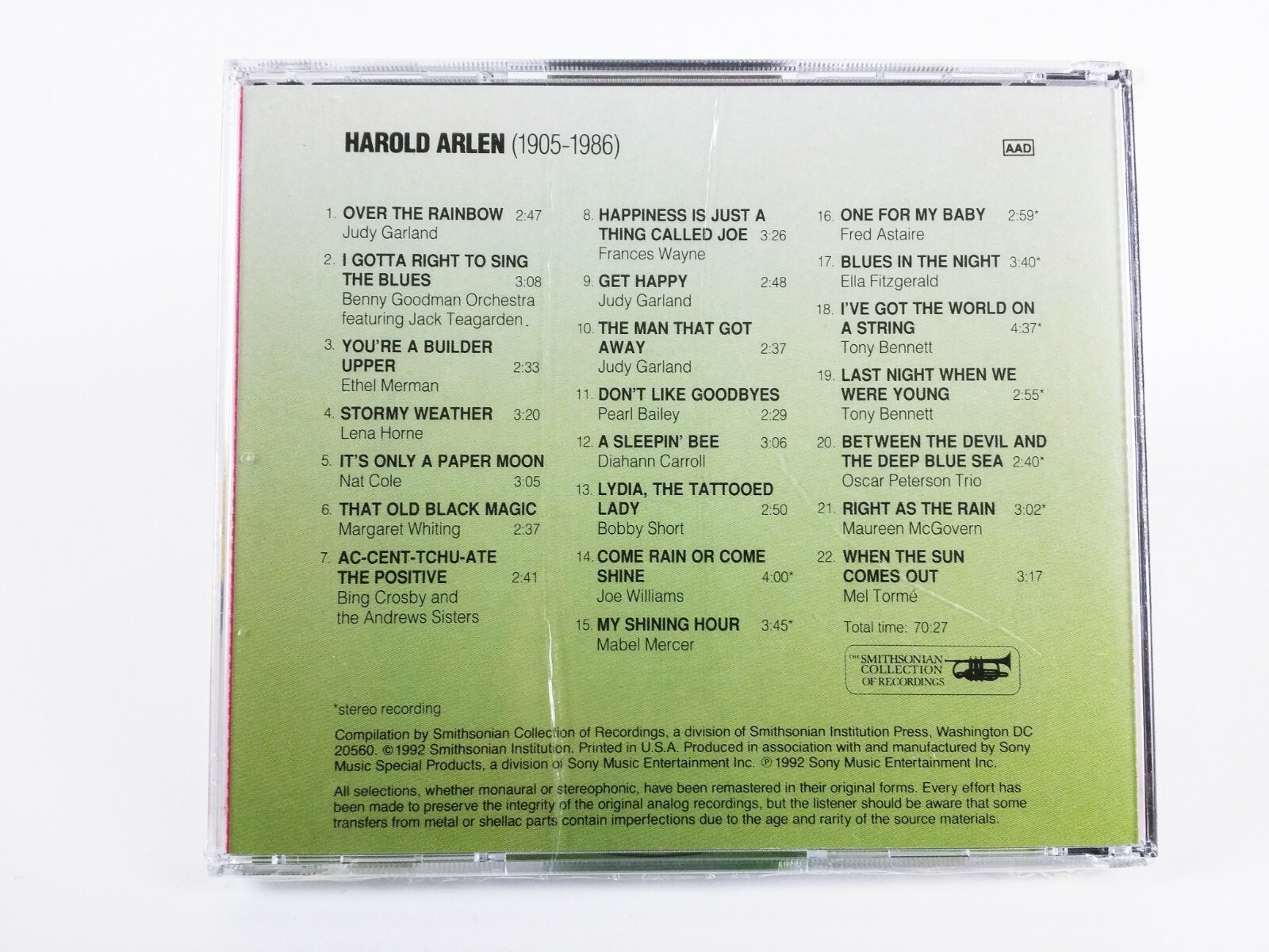 Harold Arlen - American Songbook Series Smithsonian Collection 1992 CD *NEW