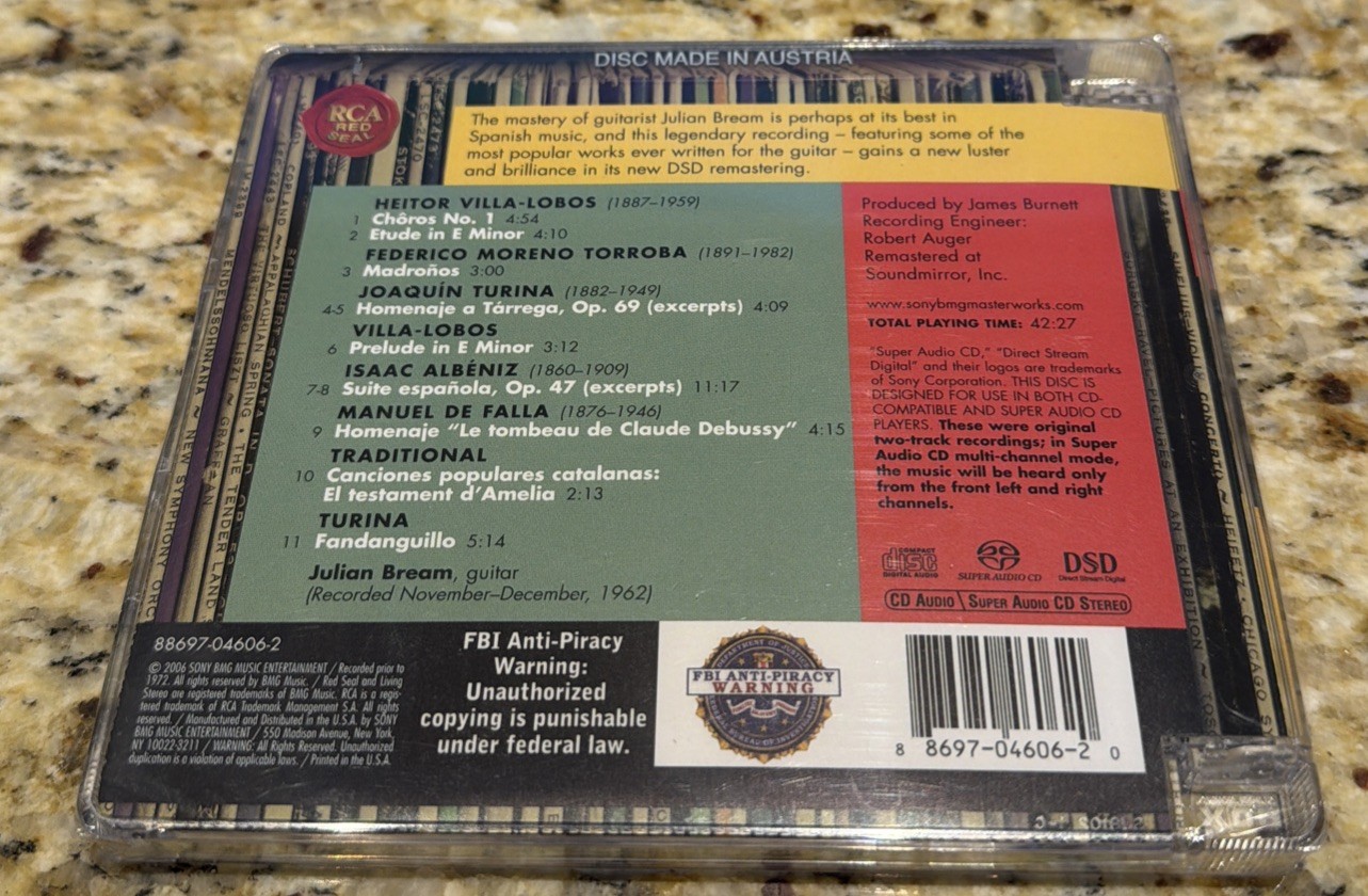 JULIAN BREAM Popular Classics For Spanish Guitar LIVING STEREO 2006 SACD NEW