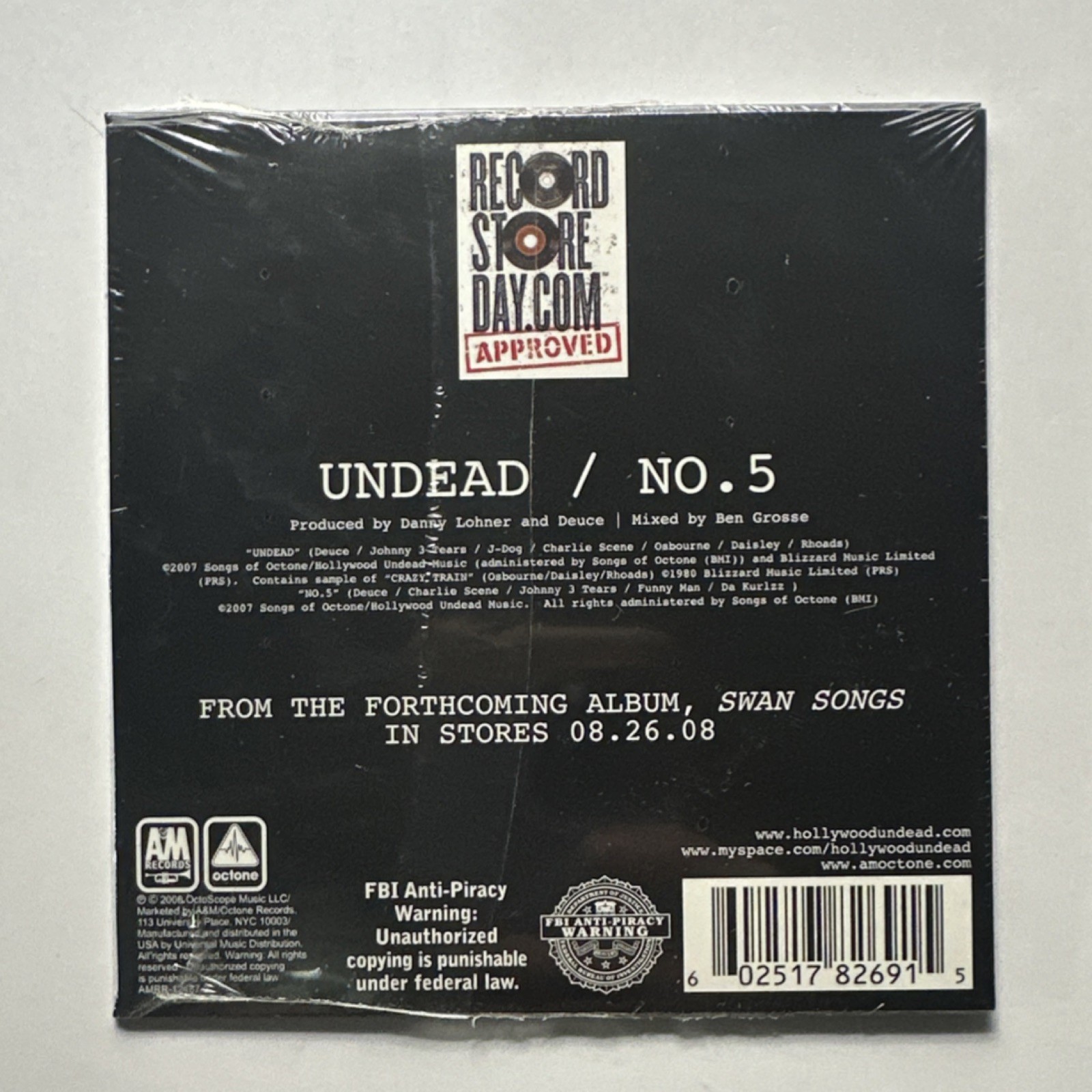 Hollywood Undead -Undead / No.5 rare CD Single, 2008 Record store day