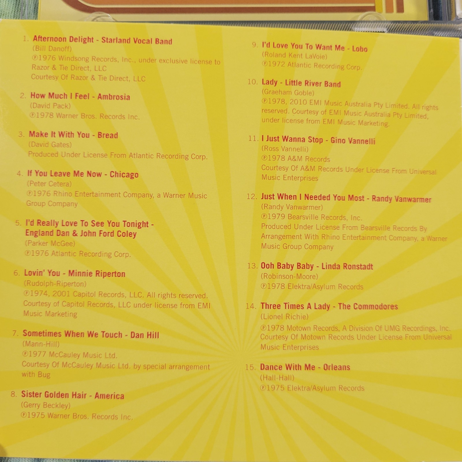 1970s Compilation CDs Lot Of 2 Hooked On A Feeling & Afternoon Delight 70s Music