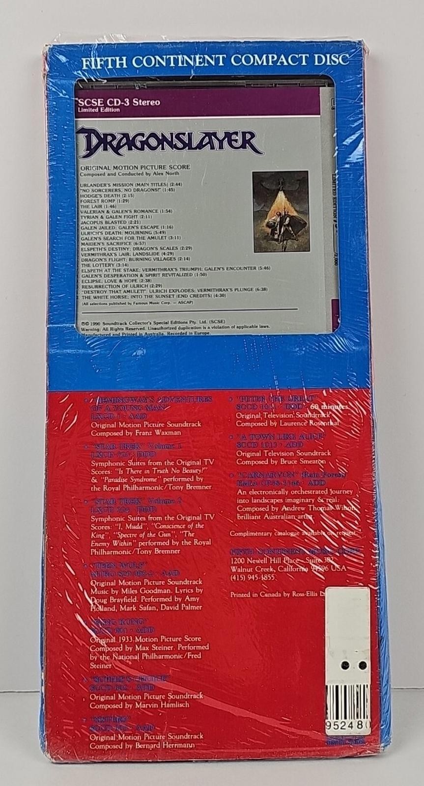 Dragonslayer Original Motion Picture Score CD Limited Edition Long Box 1990