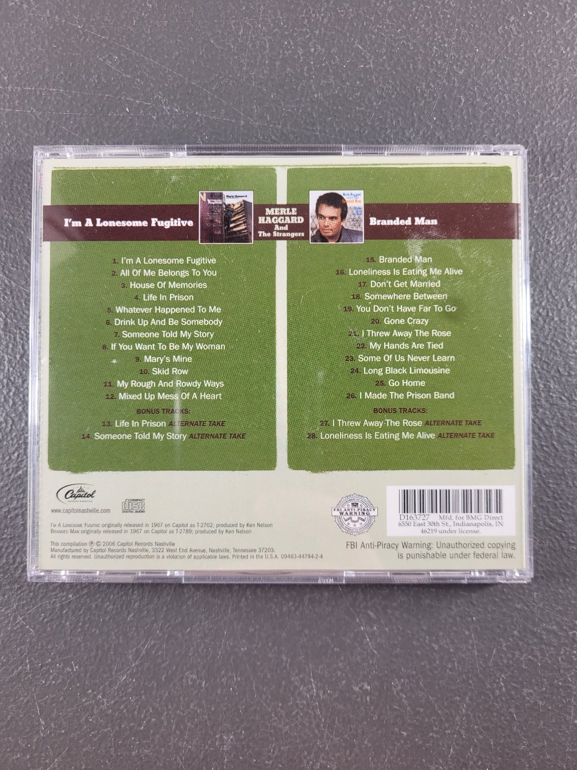 Merle Haggard and The Strangers - I'm A Lonesome Fugitive / Branded Man CD 2006