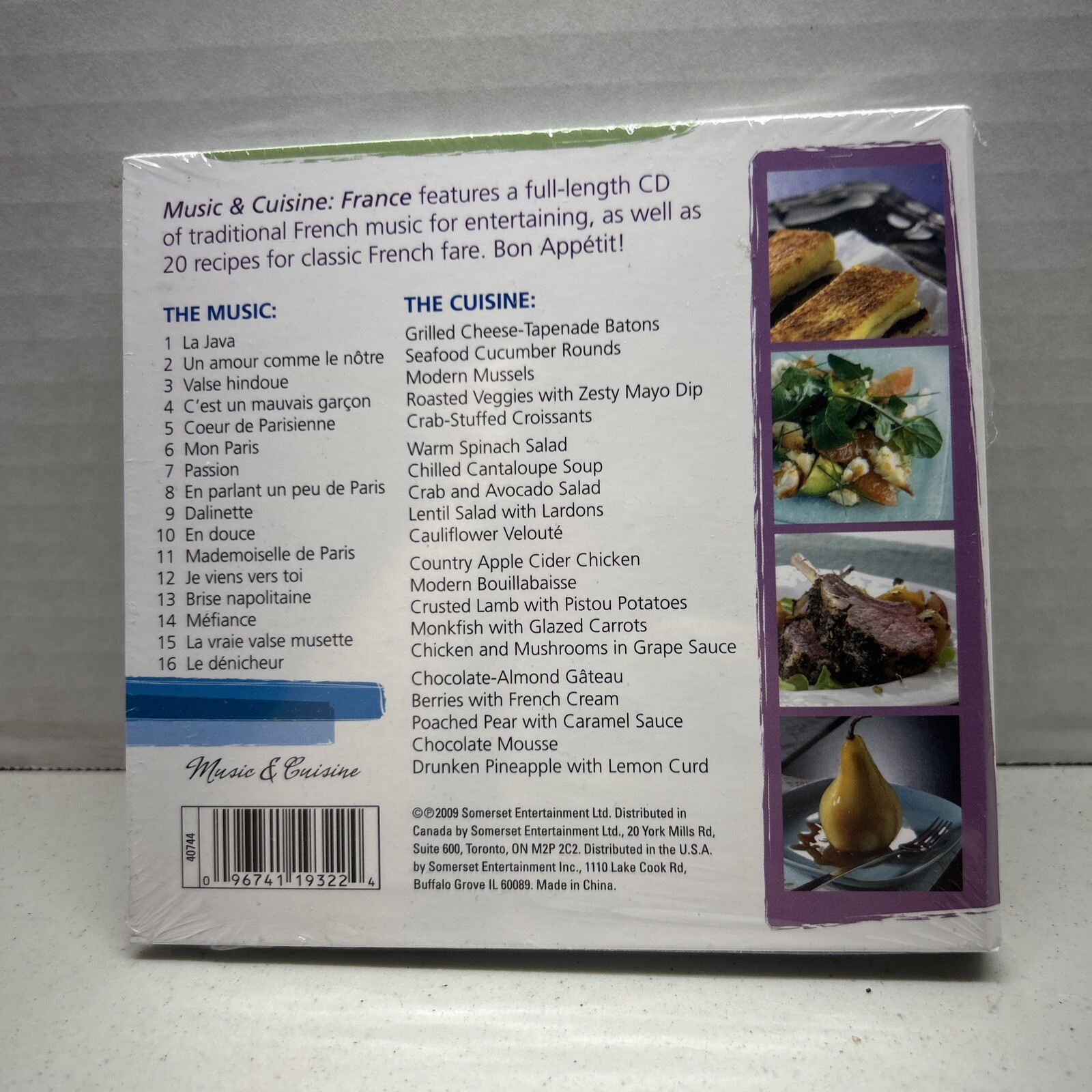 Factory Sealed France Music & Cuisine For Dinner With A Theme CD + 20 Recipes