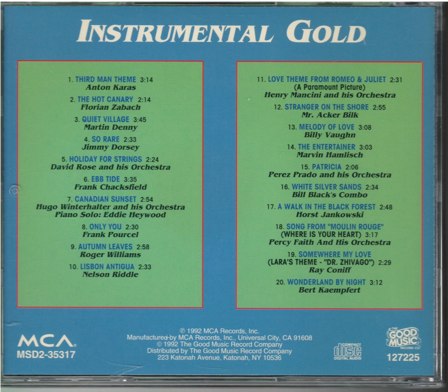 Instrumental Gold CD 1992 Easy Listening Pop MCA Records