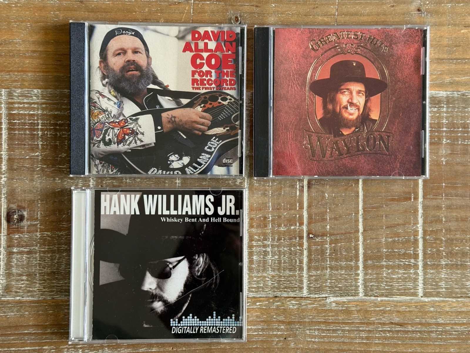 Waylon Jennings Hank Williams Jr David Allan Coe CD Lot 3 Outlaw Country Classic