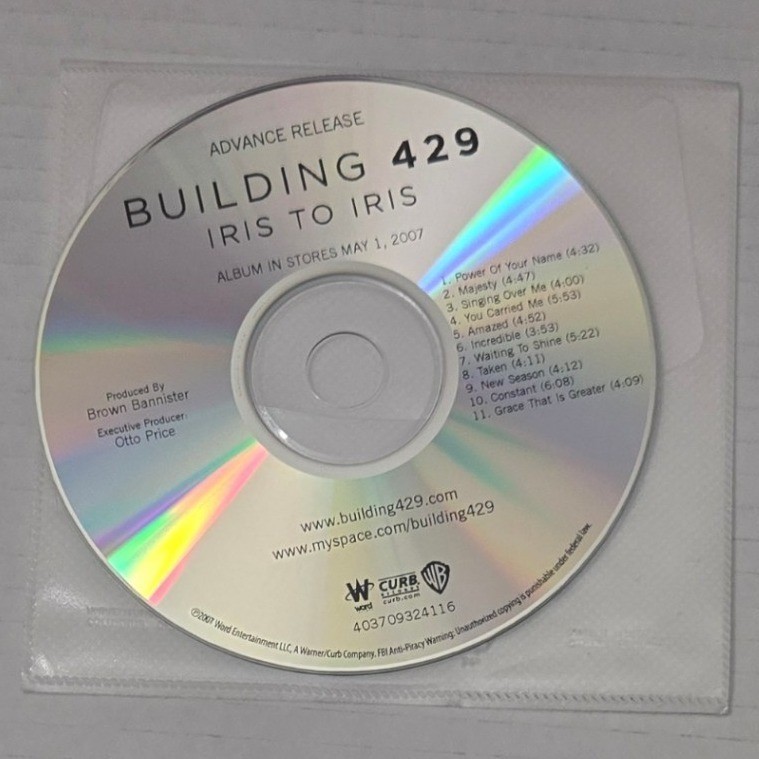 2007 Building 429 Iris to Iris Advance Promo CD Christian Rock Word Records