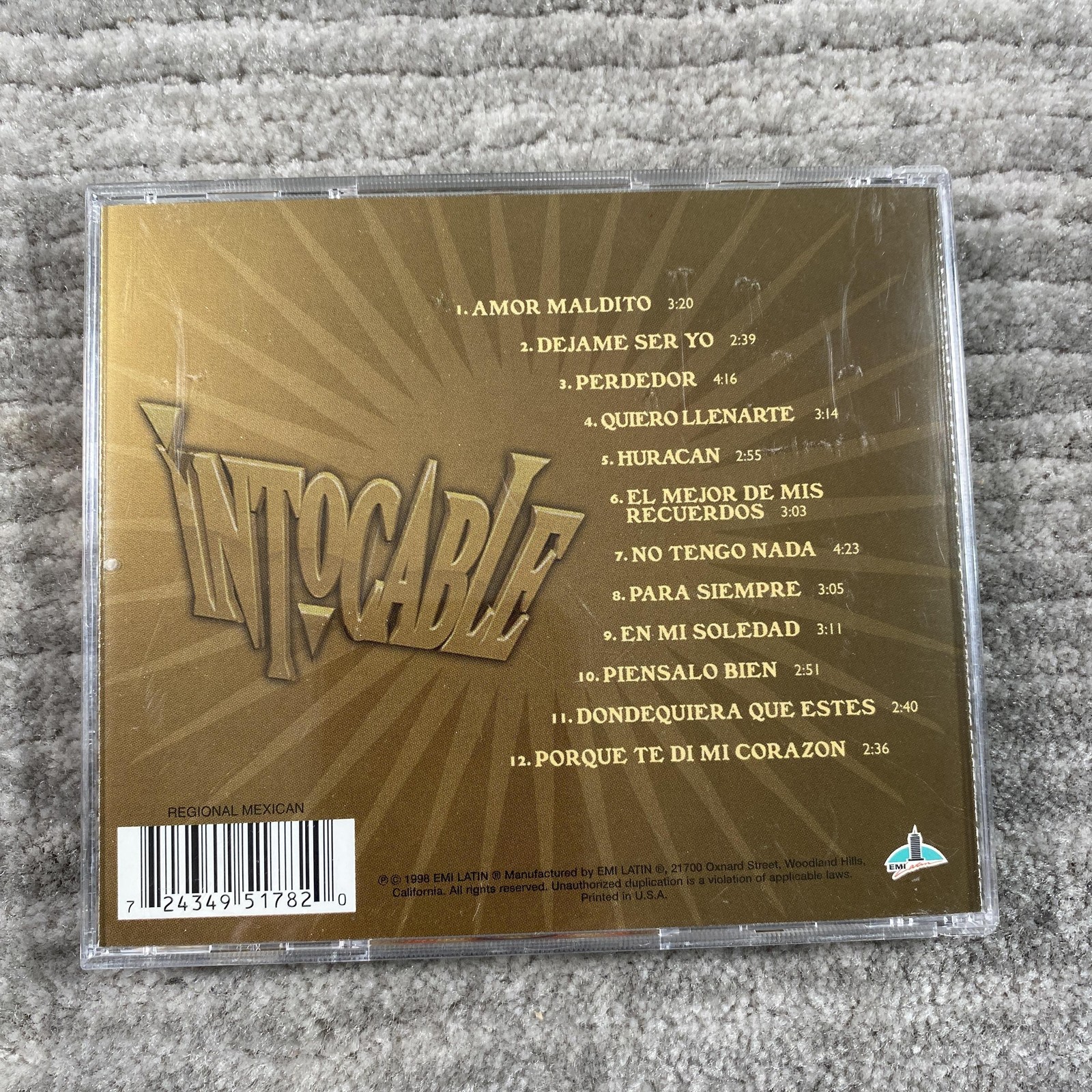 Intocable CD Intocable 1998 Regional Mexican Norteño Latin Album Gold Music