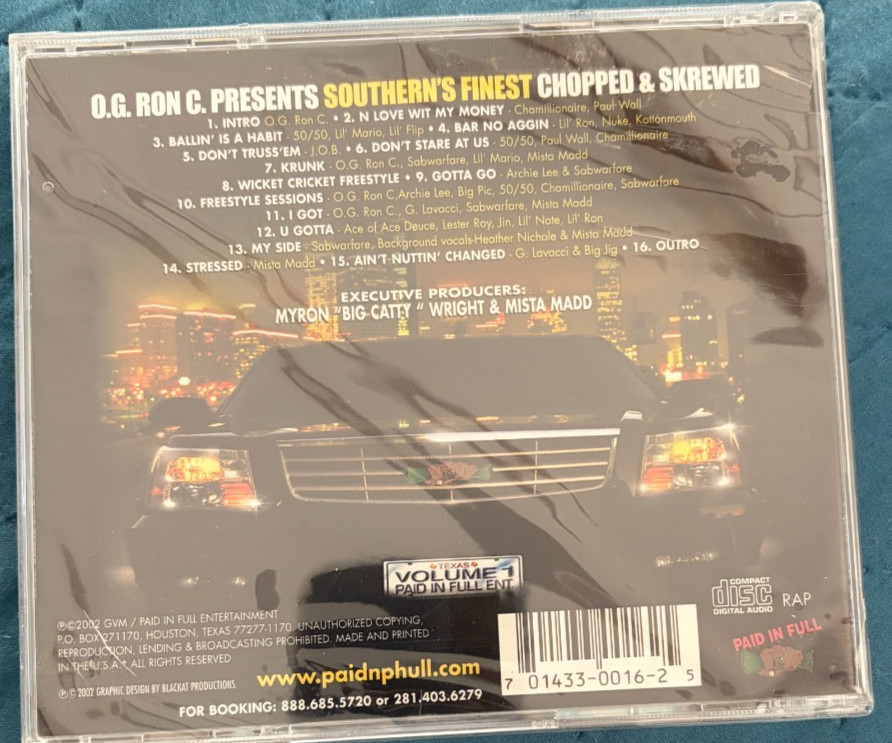 O.G. Ron C. Of Swishahouse Presents Southern's Finest Chopped and Screwed CD