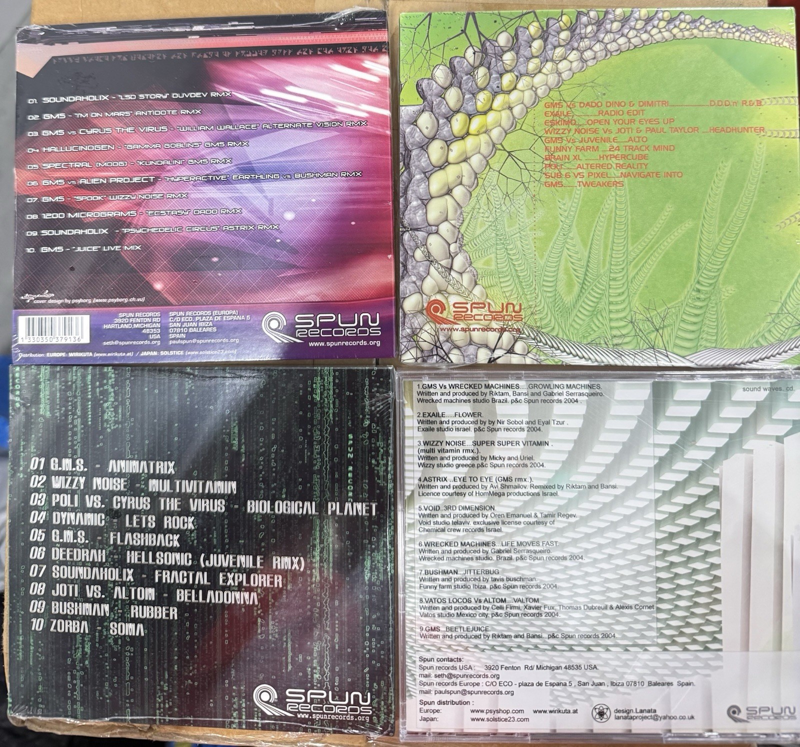 4 CDs GMS Remixes, Tweakers, Zero 1, Hyper Nova Spun Records Electronic Trance