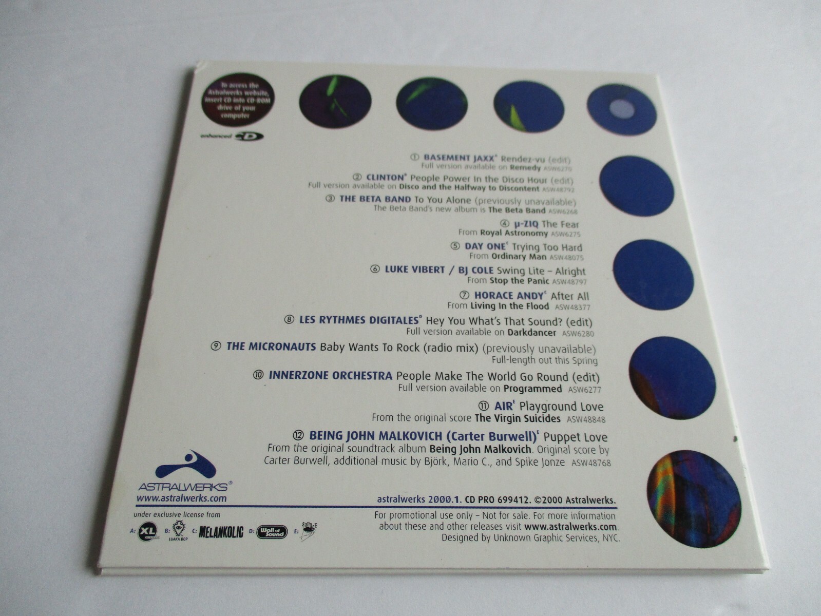 ASTRALWERKS 2000.1 CD Sampler Promo Only 12Track Basement Jaxx/Air/Beta Band NEW