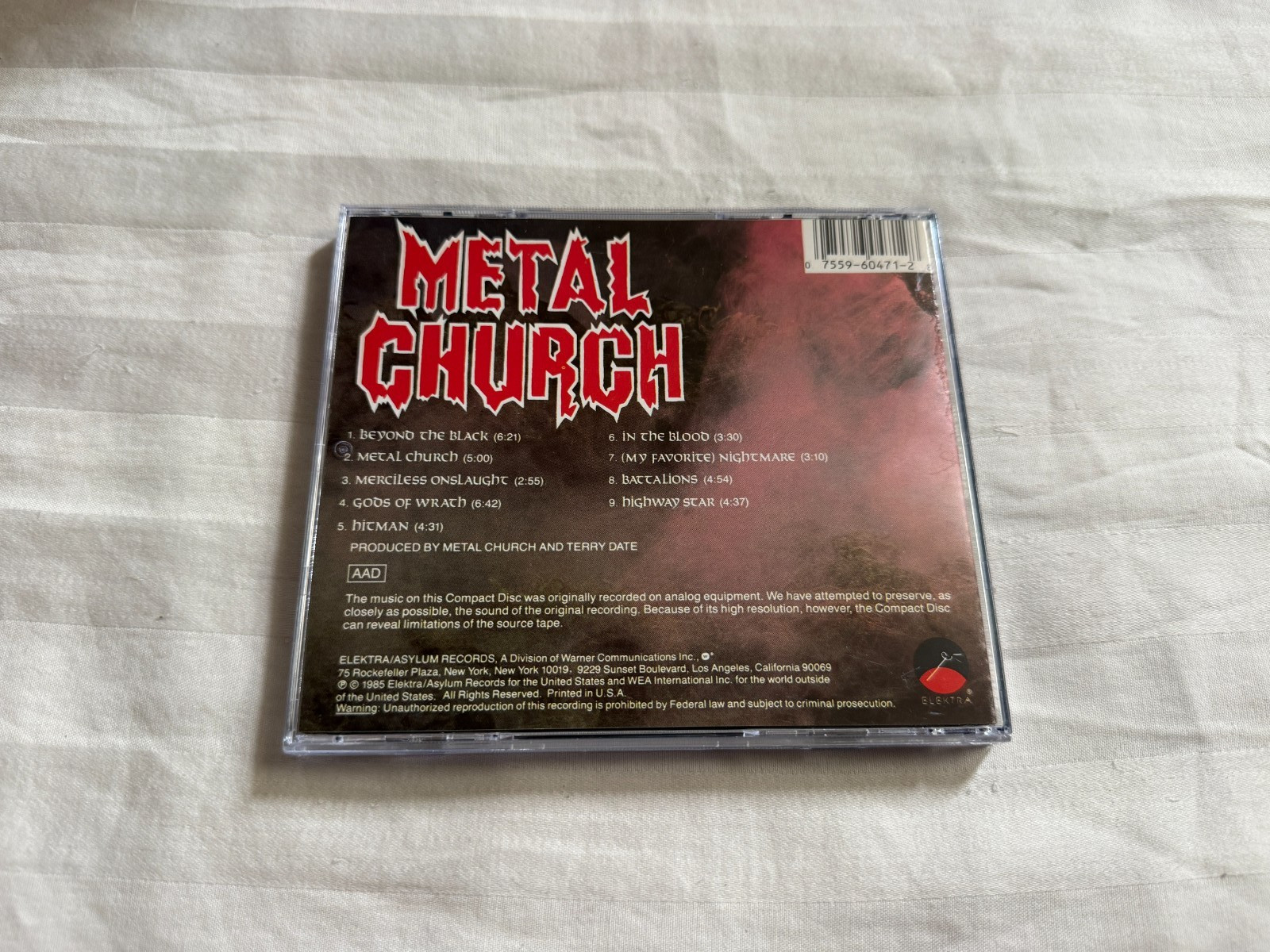 Metal Church - Self-Titled CD 1987 Elektra Original 80s Thrash S/T OOP RARE