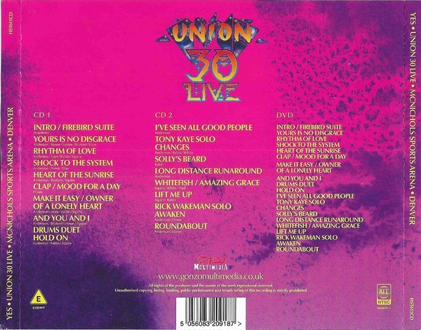 Yes - Union 30 Live : McNichols Sports Arena Denver 1991 - 2 x CD + DVD NEW