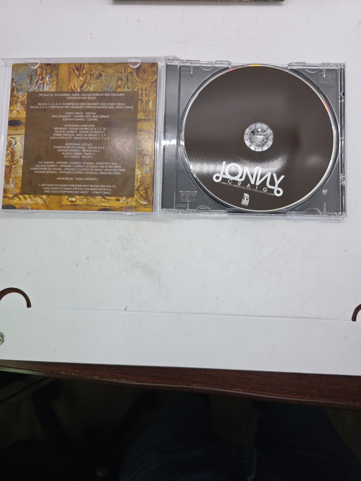 Jonny Craig - A Dream Is A Question You Don't Know How To Answer CD w/Slipcase
