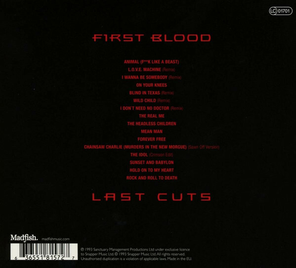 WASP - First Blood Last Cuts CD - BEST OF / Greatest Hits W.A.S.P. - Heavy Metal