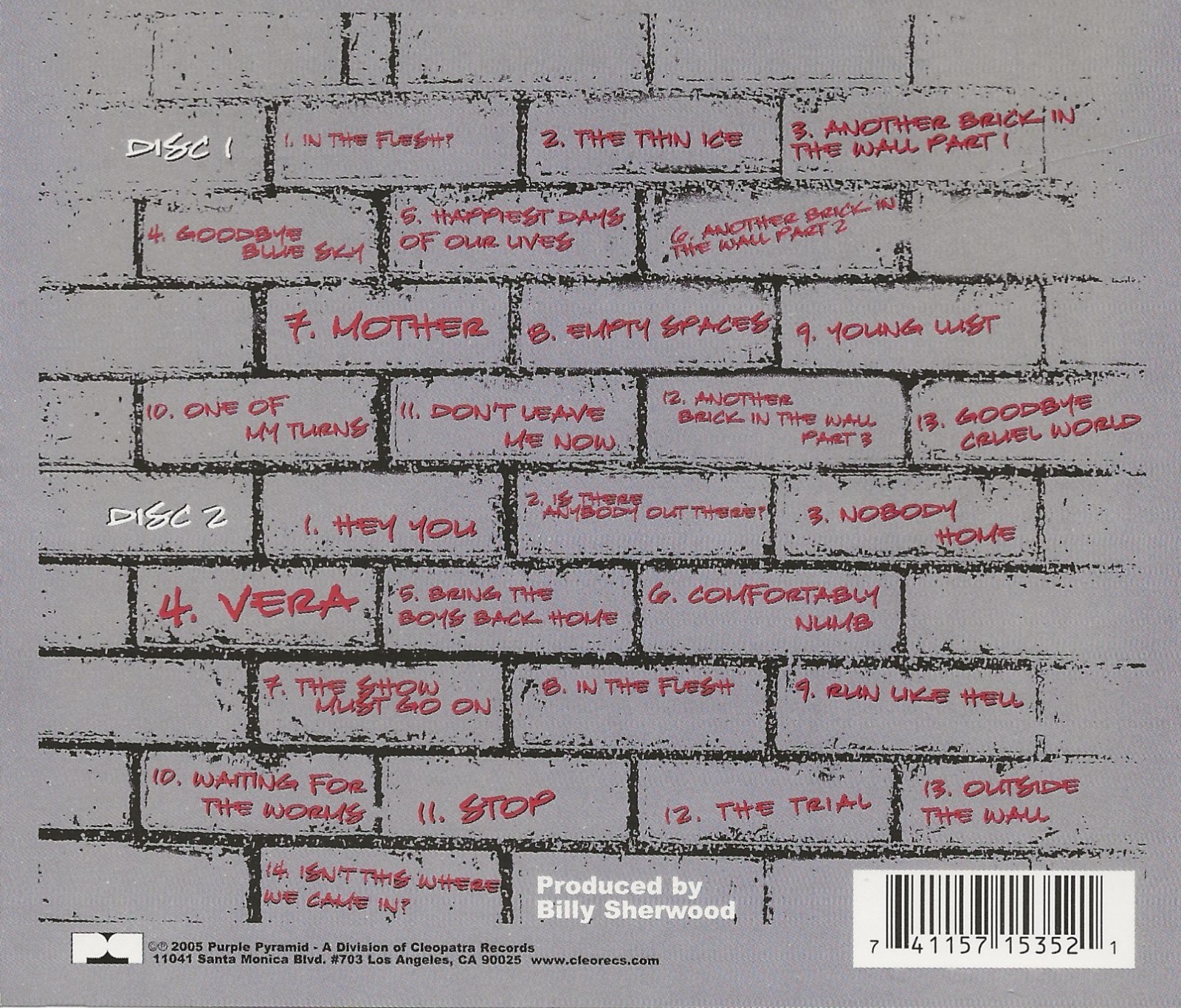 Back Against the Wall (A Tribute to Pink Floyd) by Various (2 CD, 2005, PP)