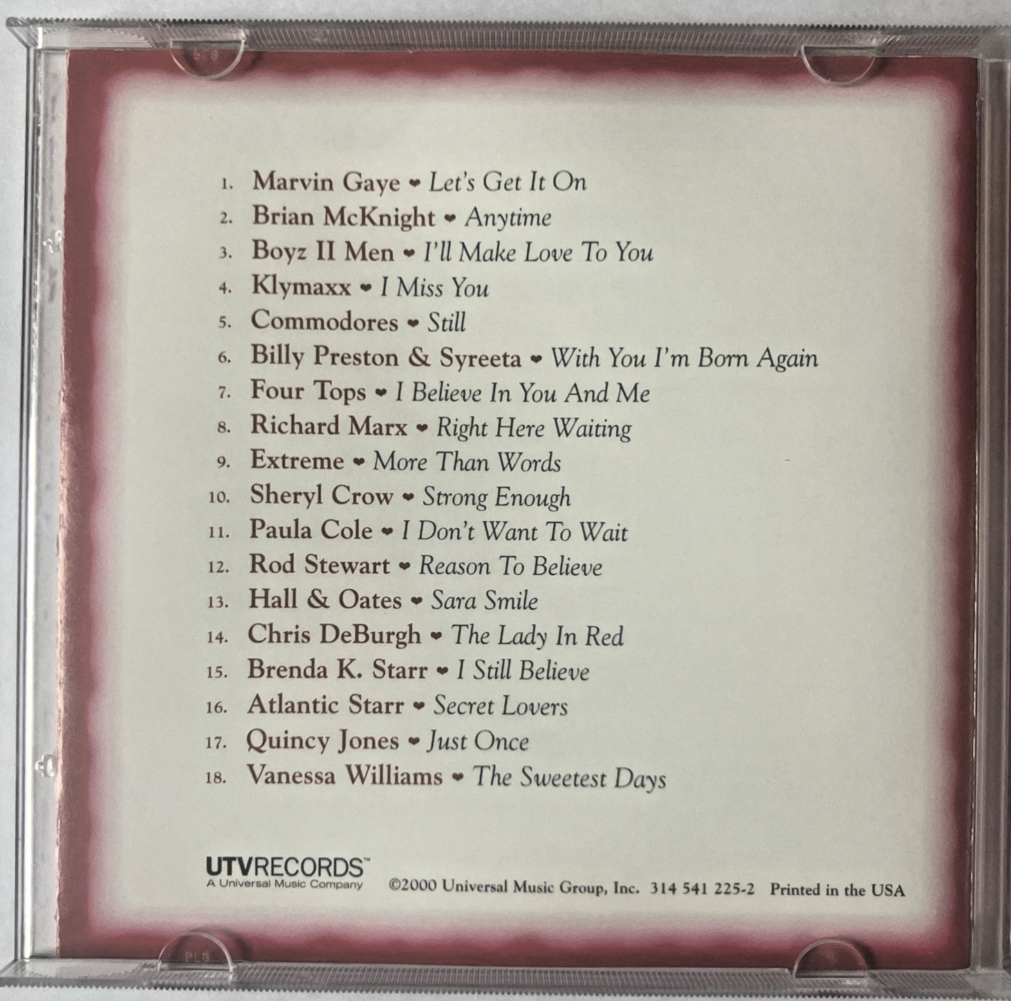Various – Pure Love (2000 UTV Records CD • Love Songs • 314 541 225‑2)