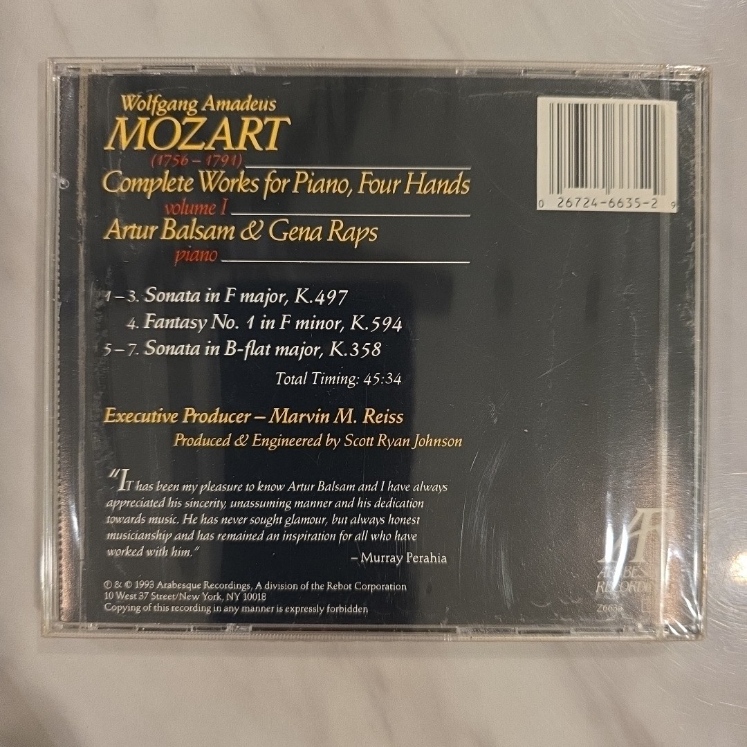New, Mozart: The Complete Works Piano Four Hands, Vol. 1 CD Arabesque